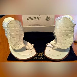 Mauri, Nero Alligator white sandals.
